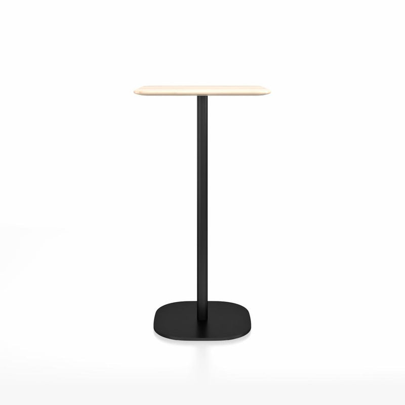 Emeco 2 Inch Flat Base Bar Height Table - Square Top Coffee table Emeco Table Top 24" Black Powder Coated Aluminum Accoya Wood