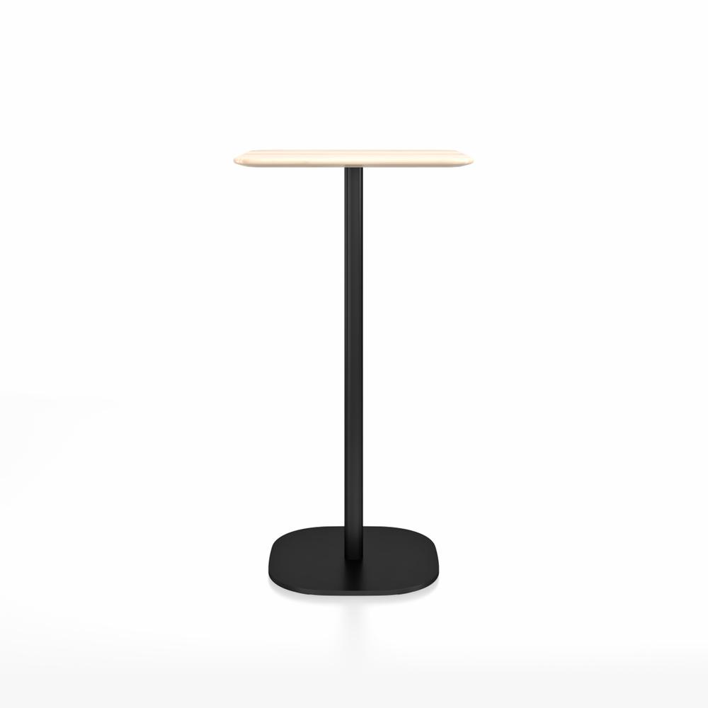 Emeco 2 Inch Flat Base Bar Height Table - Square Top Coffee table Emeco Table Top 24" Black Powder Coated Aluminum Accoya Wood