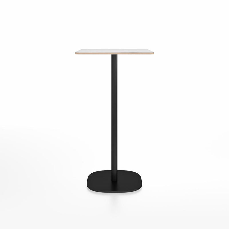 Emeco 2 Inch Flat Base Bar Height Table - Square Top Coffee table Emeco Table Top 24" Black Powder Coated Aluminum White Laminate Plywood