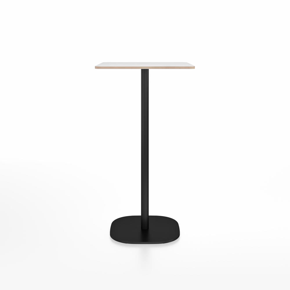 Emeco 2 Inch Flat Base Bar Height Table - Square Top Coffee table Emeco Table Top 24" Black Powder Coated Aluminum White Laminate Plywood