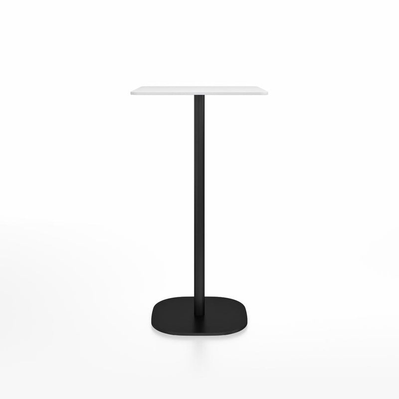 Emeco 2 Inch Flat Base Bar Height Table - Square Top Coffee table Emeco Table Top 24" Black Powder Coated Aluminum White HPL