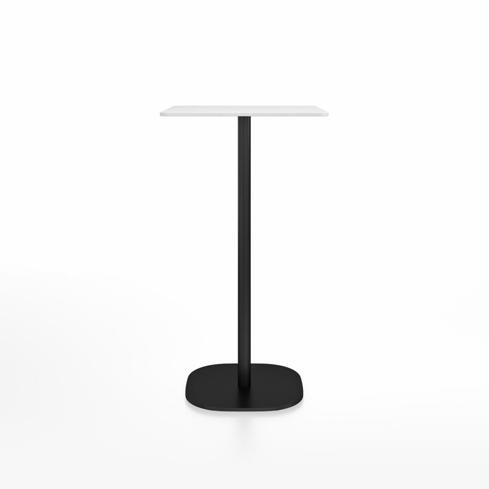 Emeco 2 Inch Flat Base Bar Height Table - Square Top Coffee table Emeco Table Top 24" Black Powder Coated Aluminum White HPL