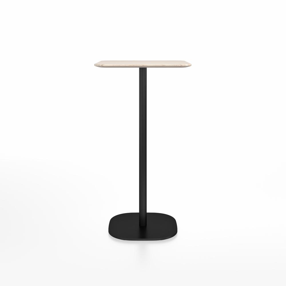 Emeco 2 Inch Flat Base Bar Height Table - Square Top Coffee table Emeco Table Top 24&quot; Black Powder Coated Aluminum Ash Wood