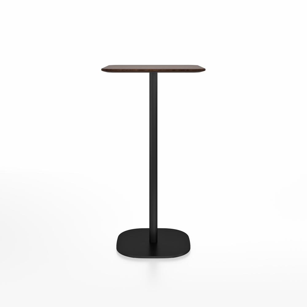Emeco 2 Inch Flat Base Bar Height Table - Square Top Coffee table Emeco Table Top 24&quot; Black Powder Coated Aluminum Walnut Wood