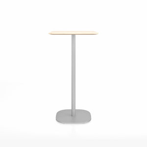 Emeco 2 Inch Flat Base Bar Height Table - Square Top Coffee table Emeco Table Top 24" Brushed Aluminum Accoya Wood