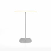 Emeco 2 Inch Flat Base Bar Height Table - Square Top Coffee table Emeco Table Top 30" Brushed Aluminum Accoya Wood