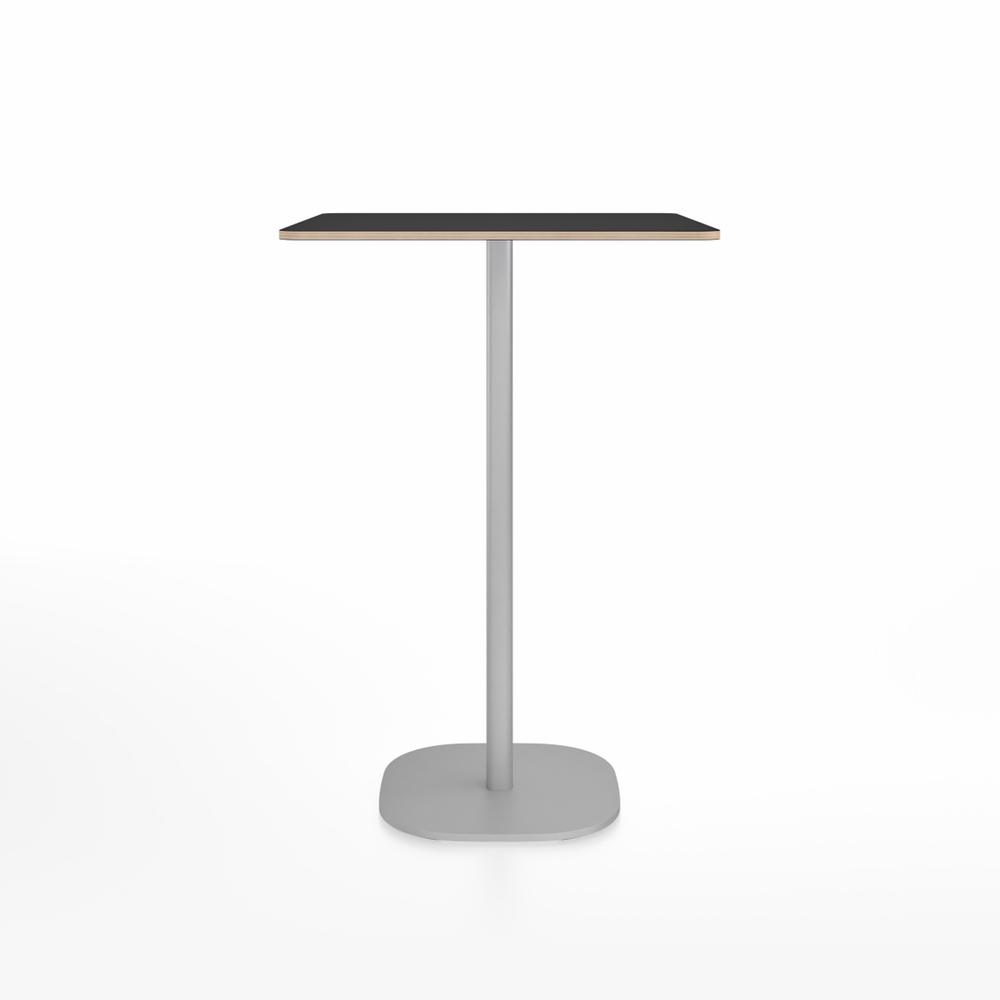 Emeco 2 Inch Flat Base Bar Height Table - Square Top Coffee table Emeco Table Top 30&quot; Brushed Aluminum Black Laminate Plywood