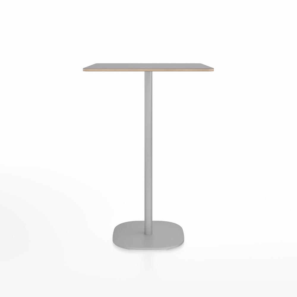 Emeco 2 Inch Flat Base Bar Height Table - Square Top Coffee table Emeco Table Top 30&quot; Brushed Aluminum Gray Laminate Plywood