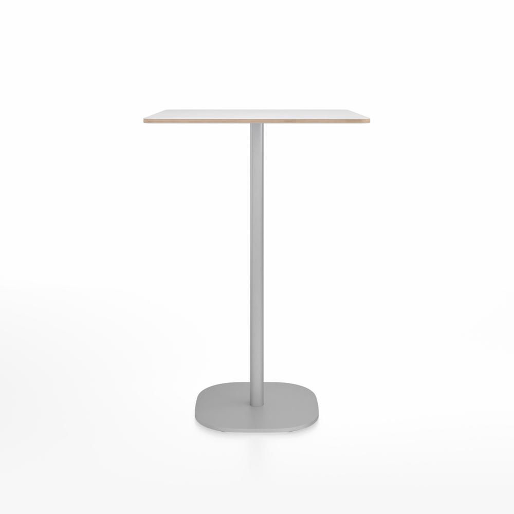 Emeco 2 Inch Flat Base Bar Height Table - Square Top Coffee table Emeco Table Top 30&quot; Brushed Aluminum White Laminate Plywood