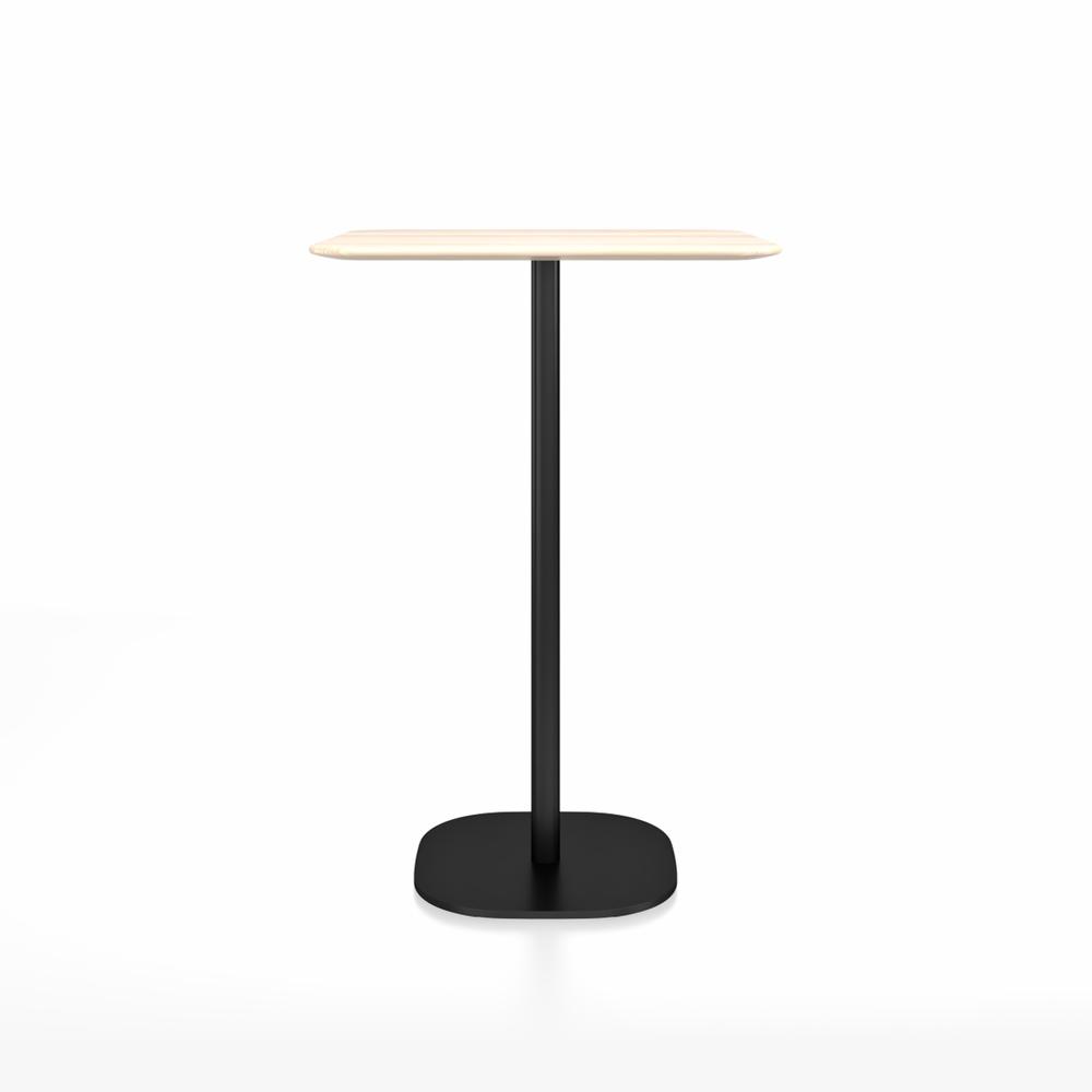 Emeco 2 Inch Flat Base Bar Height Table - Square Top Coffee table Emeco Table Top 30" Black Powder Coated Aluminum Accoya Wood