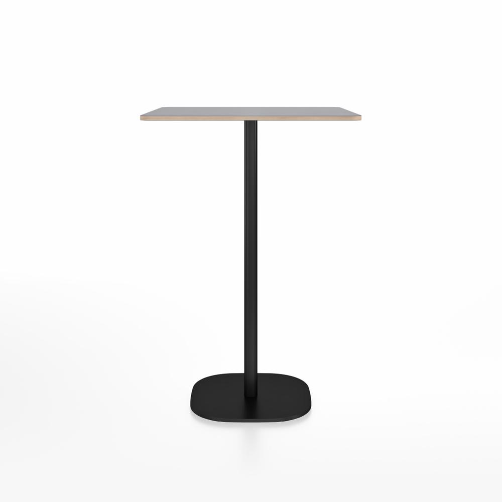 Emeco 2 Inch Flat Base Bar Height Table - Square Top Coffee table Emeco Table Top 30&quot; Black Powder Coated Aluminum Gray Laminate Plywood