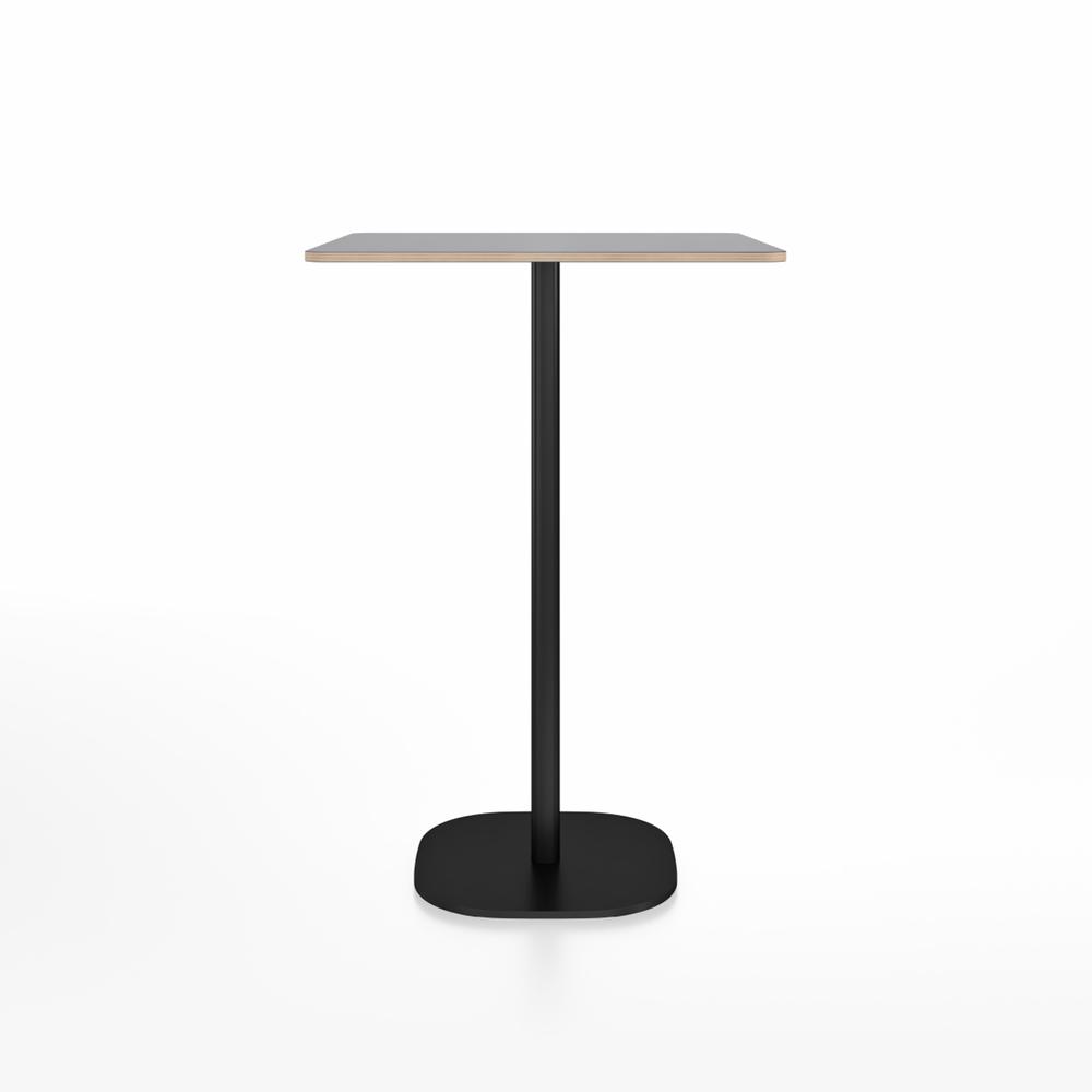 Emeco 2 Inch Flat Base Bar Height Table - Square Top Coffee table Emeco Table Top 30" Black Powder Coated Aluminum Gray Laminate Plywood