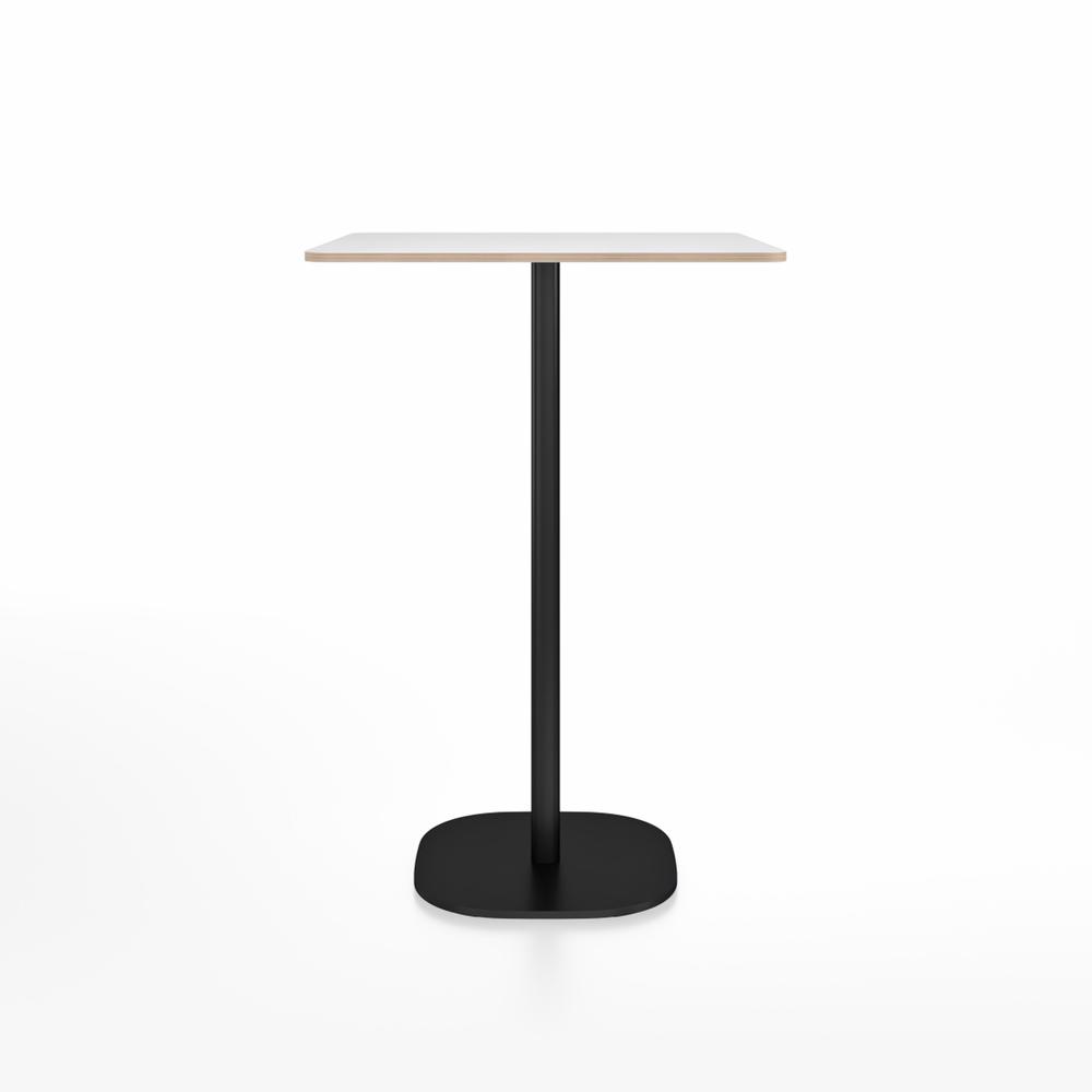 Emeco 2 Inch Flat Base Bar Height Table - Square Top Coffee table Emeco Table Top 30&quot; Black Powder Coated Aluminum White Laminate Plywood