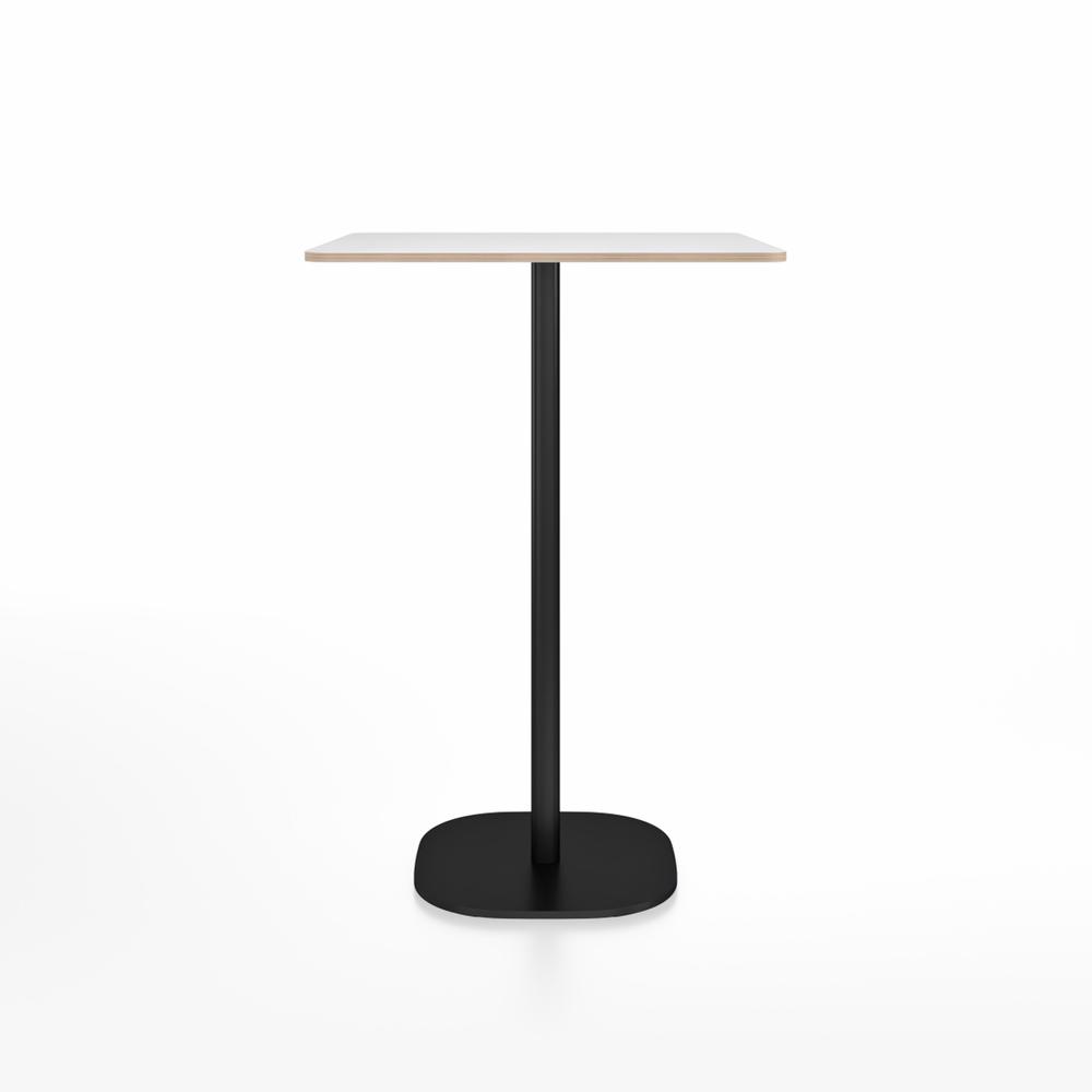 Emeco 2 Inch Flat Base Bar Height Table - Square Top Coffee table Emeco Table Top 30" Black Powder Coated Aluminum White Laminate Plywood