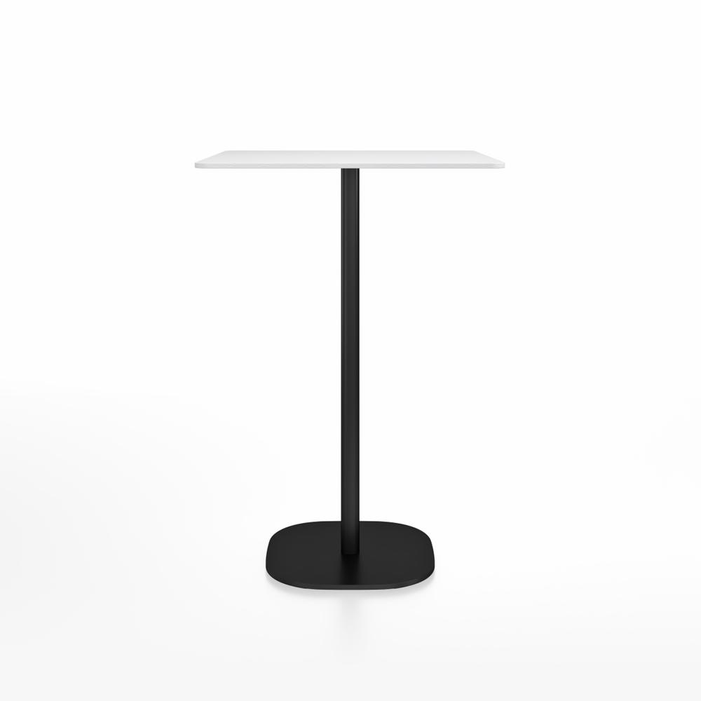 Emeco 2 Inch Flat Base Bar Height Table - Square Top Coffee table Emeco Table Top 30" Black Powder Coated Aluminum White HPL