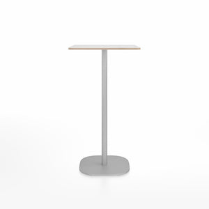 Emeco 2 Inch Flat Base Bar Height Table - Square Top Coffee table Emeco Table Top 24" Brushed Aluminum White Laminate Plywood