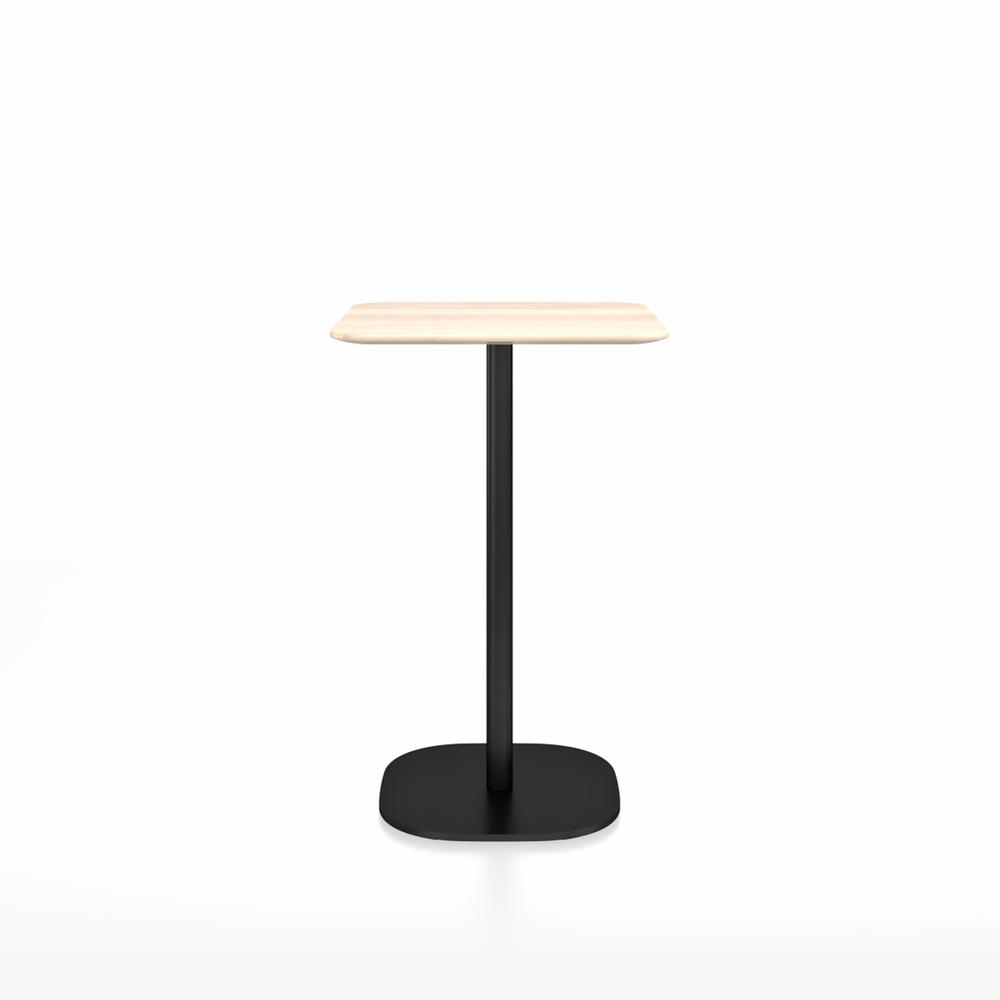 Emeco 2 Inch Flat Base Counter Height Table - Square Top Coffee table Emeco Table Top 24&quot; Black Powder Coated Aluminum Accoya Wood
