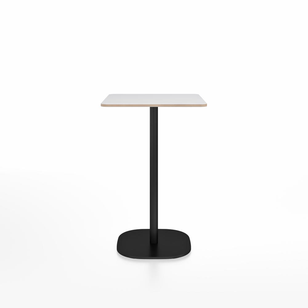Emeco 2 Inch Flat Base Counter Height Table - Square Top Coffee table Emeco Table Top 24&quot; Black Powder Coated Aluminum White Laminate Plywood