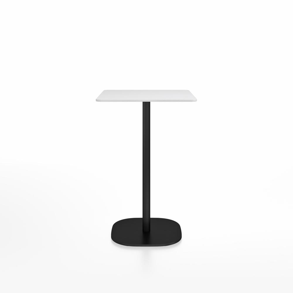 Emeco 2 Inch Flat Base Counter Height Table - Square Top Coffee table Emeco Table Top 24&quot; Black Powder Coated Aluminum White HPL
