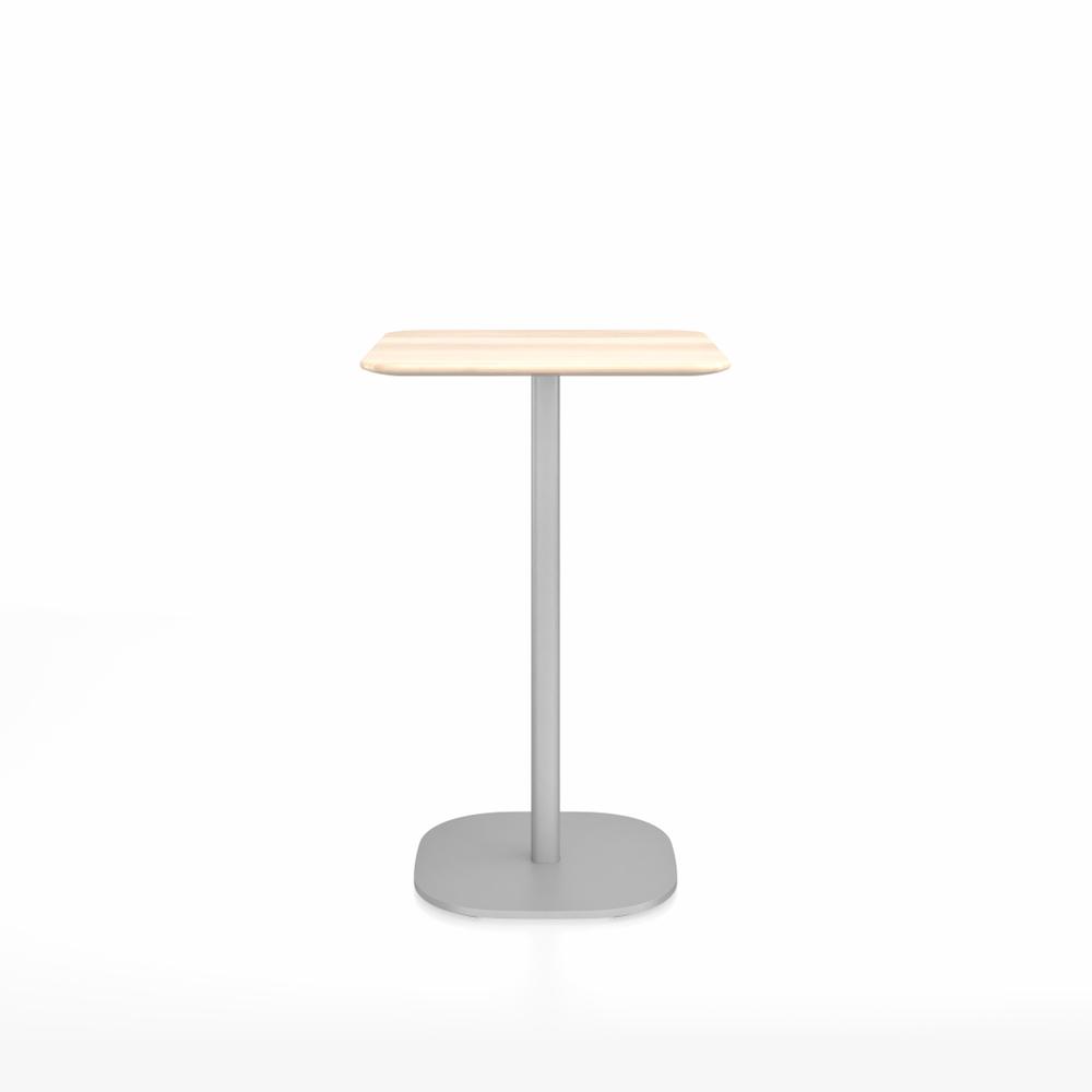 Emeco 2 Inch Flat Base Counter Height Table - Square Top Coffee table Emeco Table Top 24&quot; Brushed Aluminum Accoya Wood
