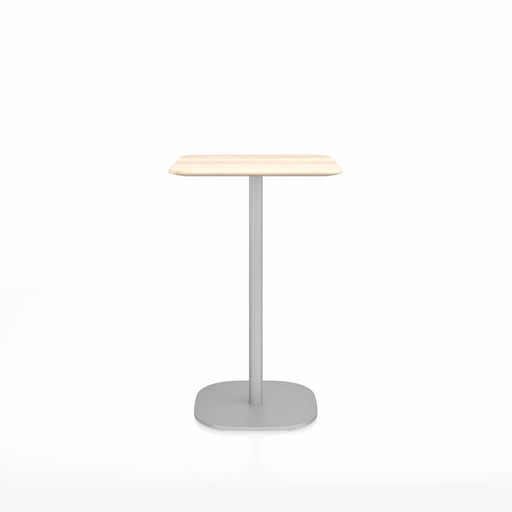 Emeco 2 Inch Flat Base Counter Height Table - Square Top Coffee table Emeco Table Top 24" Brushed Aluminum Accoya Wood
