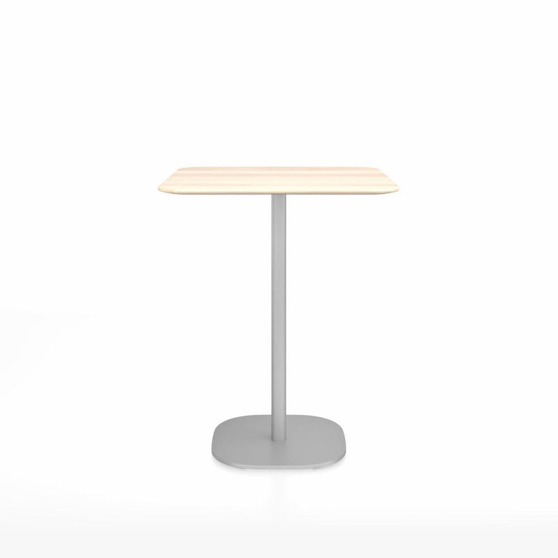 Emeco 2 Inch Flat Base Counter Height Table - Square Top Coffee table Emeco Table Top 30" Brushed Aluminum Accoya Wood