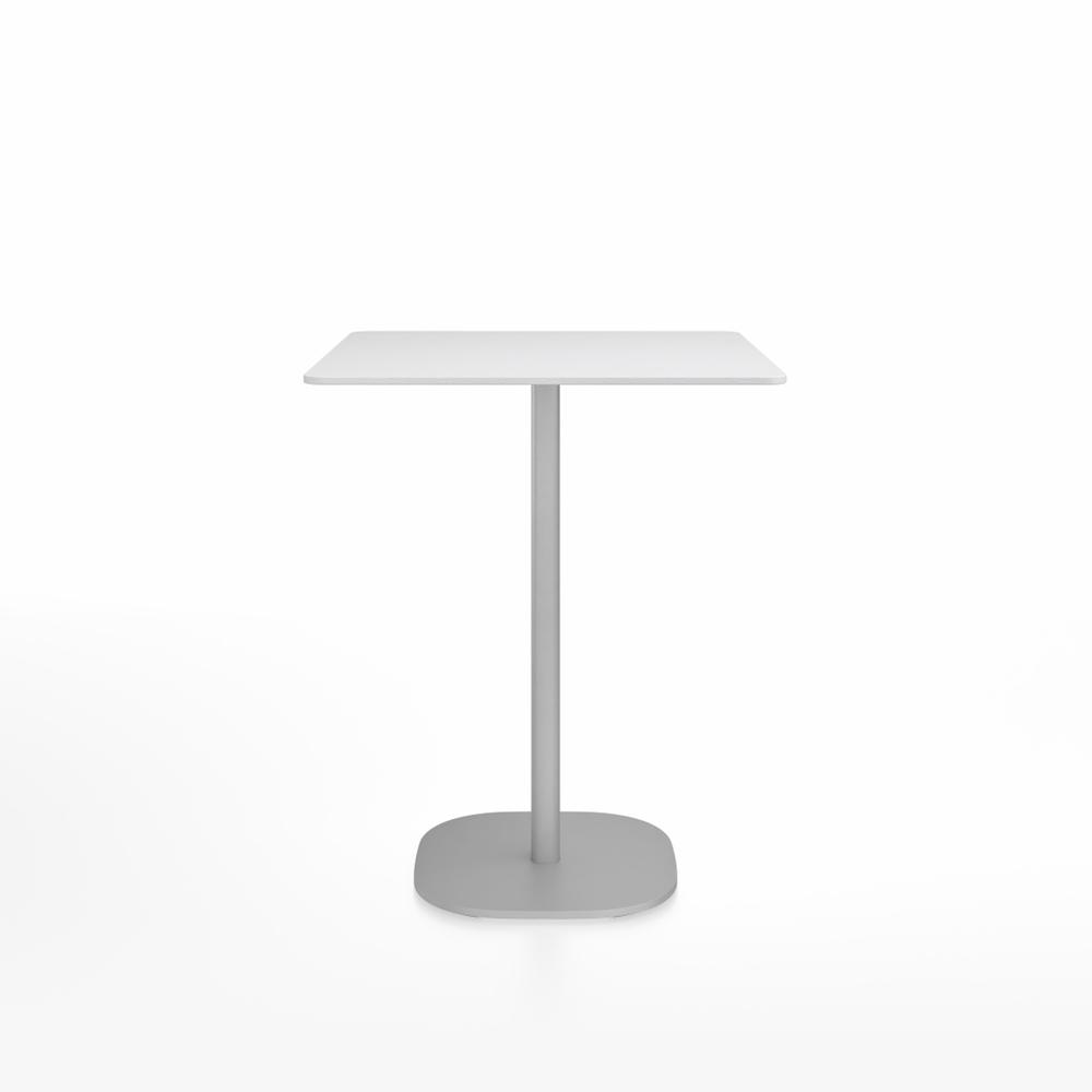 Emeco 2 Inch Flat Base Counter Height Table - Square Top Coffee table Emeco Table Top 30&quot; Brushed Aluminum White HPL