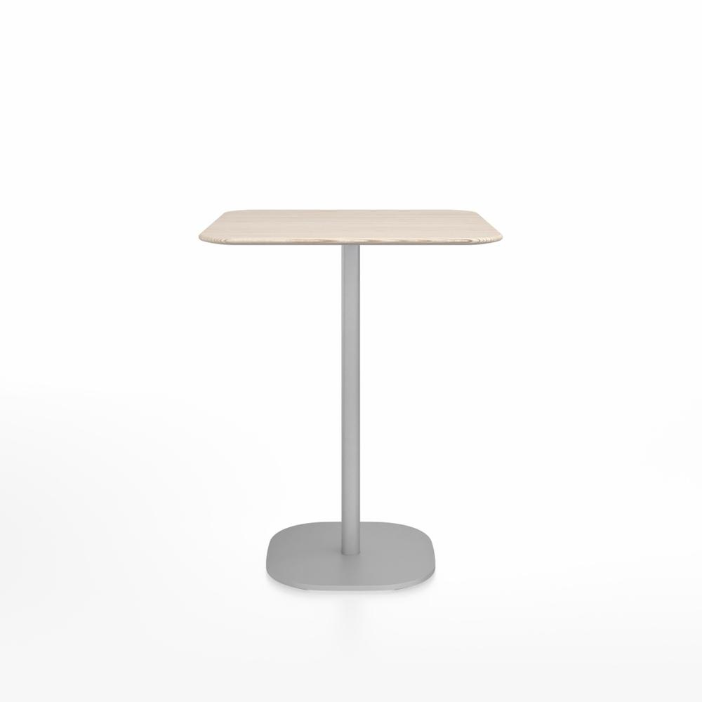 Emeco 2 Inch Flat Base Counter Height Table - Square Top Coffee table Emeco Table Top 30&quot; Brushed Aluminum Ash Wood