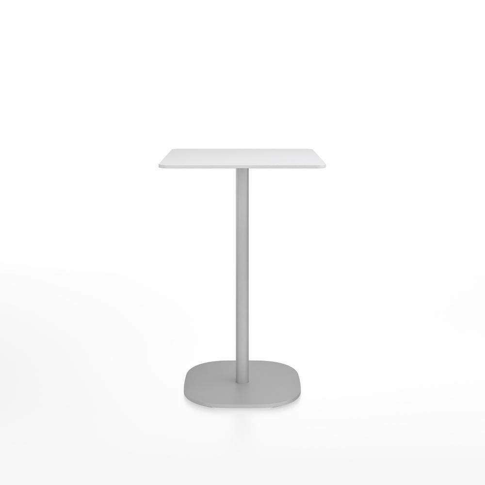 Emeco 2 Inch Flat Base Counter Height Table - Square Top Coffee table Emeco Table Top 24&quot; Brushed Aluminum White HPL