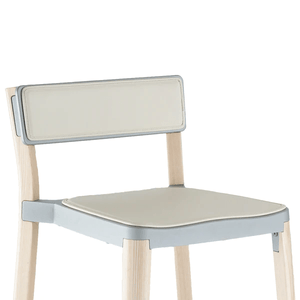 Emeco Lancaster Stacking Chair Side/Dining Emeco Natural Ash Dark Gray Off White Seat and Back Pad +115