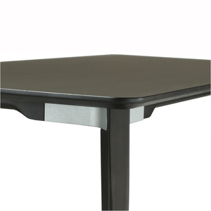 Emeco Lancaster Table Dining Tables Emeco 36" x 72" Dark Stained Ash Light Gray Aluminum