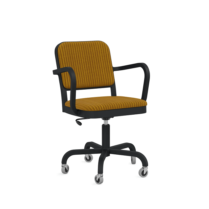 Emeco Navy Officer Swivel Armchair Office Chair Emeco Black Powder Coated Kvadrat Phlox 443 