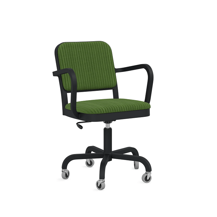 Emeco Navy Officer Swivel Armchair Office Chair Emeco Black Powder Coated Kvadrat Phlox 943 