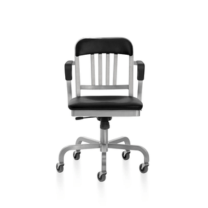 Emeco Navy Semi-Upholstered Swivel Armchair task chair Emeco Hand-Brushed 