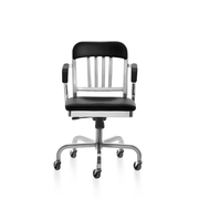 Emeco Navy Semi-Upholstered Swivel Armchair task chair Emeco Hand-Polished 