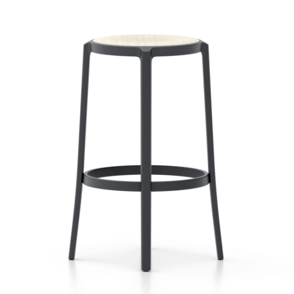 Emeco On &amp; On Stool - Plywood Seat Stools Emeco Bar Height 29.5" Black Ash Plywood