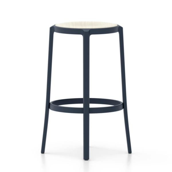 Emeco On &amp; On Stool - Plywood Seat Stools Emeco Bar Height 29.5" Dark Blue Ash Plywood