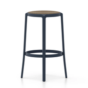 Emeco On & On Stool - Plywood Seat Stools Emeco Bar Height 29.5" Dark Blue Walnut Plywood