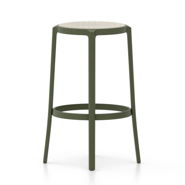 Emeco On & On Stool - Plywood Seat Stools Emeco Bar Height 29.5" Green Oak Plywood