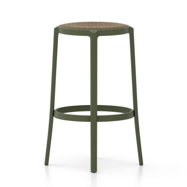 Emeco On & On Stool - Plywood Seat Stools Emeco Bar Height 29.5" Green Walnut Plywood