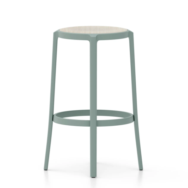 Emeco On & On Stool - Plywood Seat Stools Emeco Bar Height 29.5" Light Blue Oak Plywood