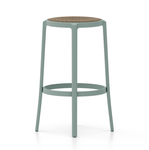 Emeco On &amp; On Stool - Plywood Seat Stools Emeco Bar Height 29.5" Light Blue Walnut Plywood