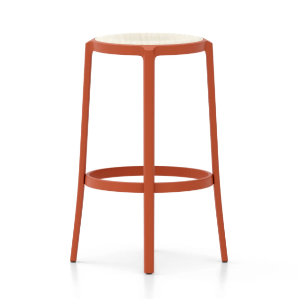 Emeco On & On Stool - Plywood Seat Stools Emeco Bar Height 29.5" Orange Ash Plywood