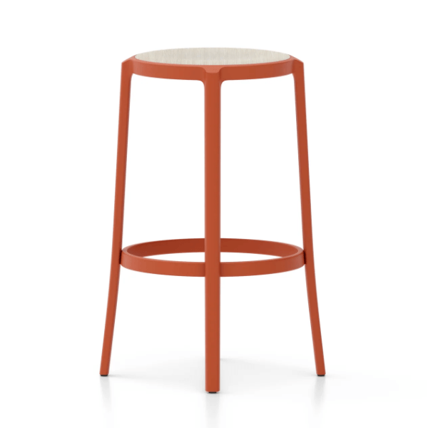 Emeco On & On Stool - Plywood Seat Stools Emeco Bar Height 29.5" Orange Oak Plywood