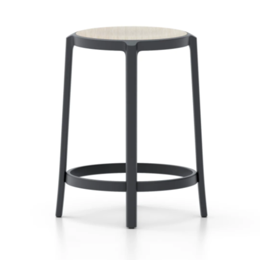 Emeco On & On Stool - Plywood Seat Stools Emeco Counter Height 24.75" Black Oak Plywood