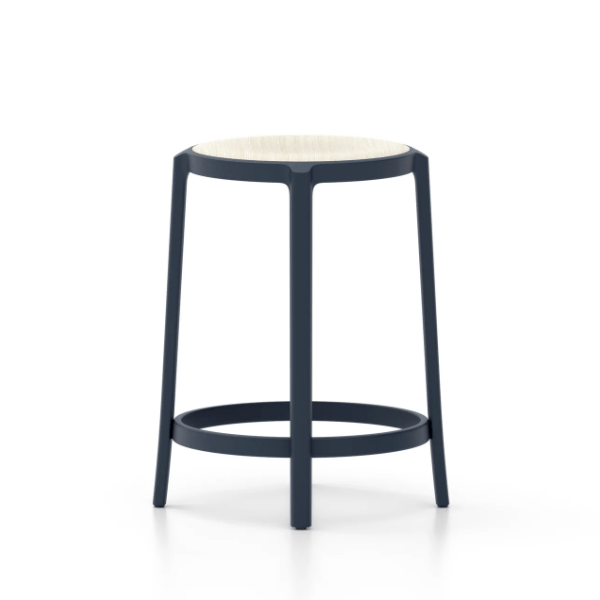 Emeco On & On Stool - Plywood Seat Stools Emeco Counter Height 24.75" Dark Blue Ash Plywood