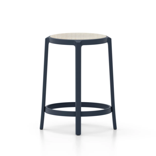 Emeco On &amp; On Stool - Plywood Seat Stools Emeco Counter Height 24.75" Dark Blue Oak Plywood