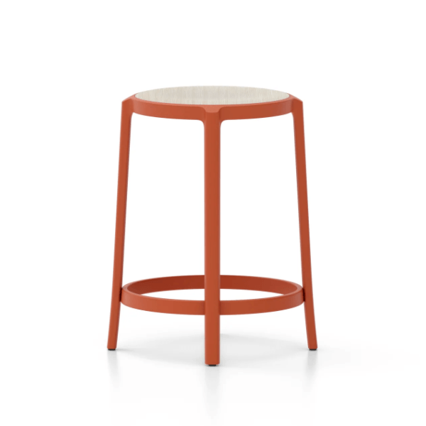 Emeco On & On Stool - Plywood Seat Stools Emeco Counter Height 24.75" Orange Oak Plywood