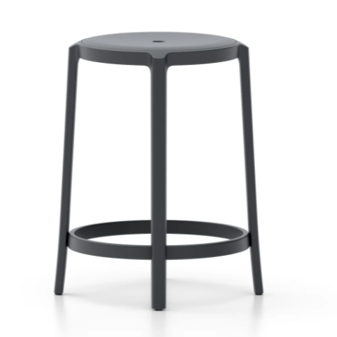 Emeco On &amp; On Stool - Recycled Plastic Seat Stools Emeco Counter Height 24.75&quot; Black 