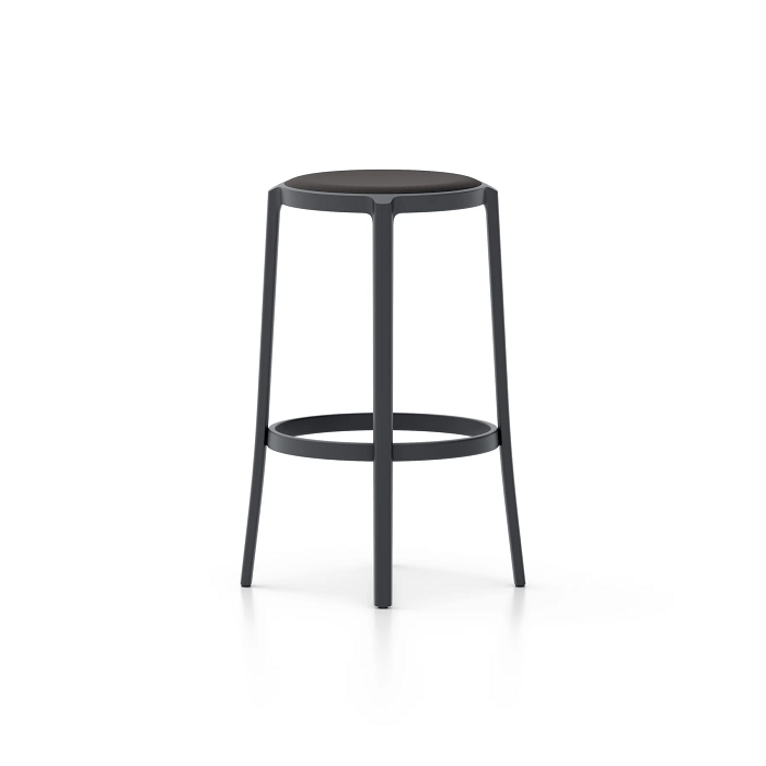 Emeco On & On Stool - Upholstered Stools Emeco Bar Height 29.5" Fabric Black 